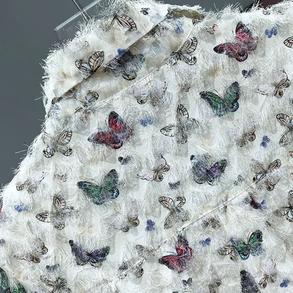Butterfly Patterned Fuzzy Shirt - Picture 3 of 4